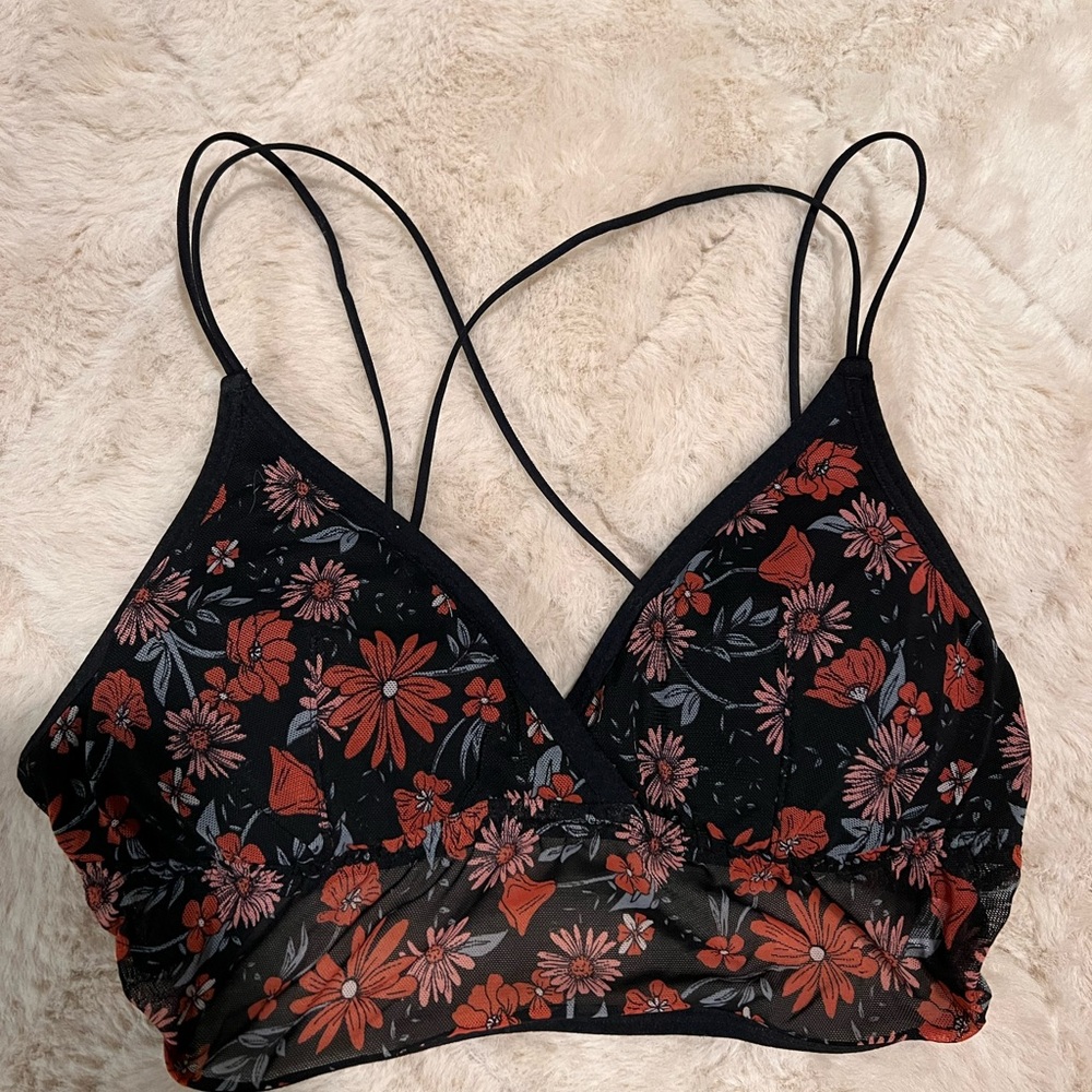 Super cute floral mesh bralette